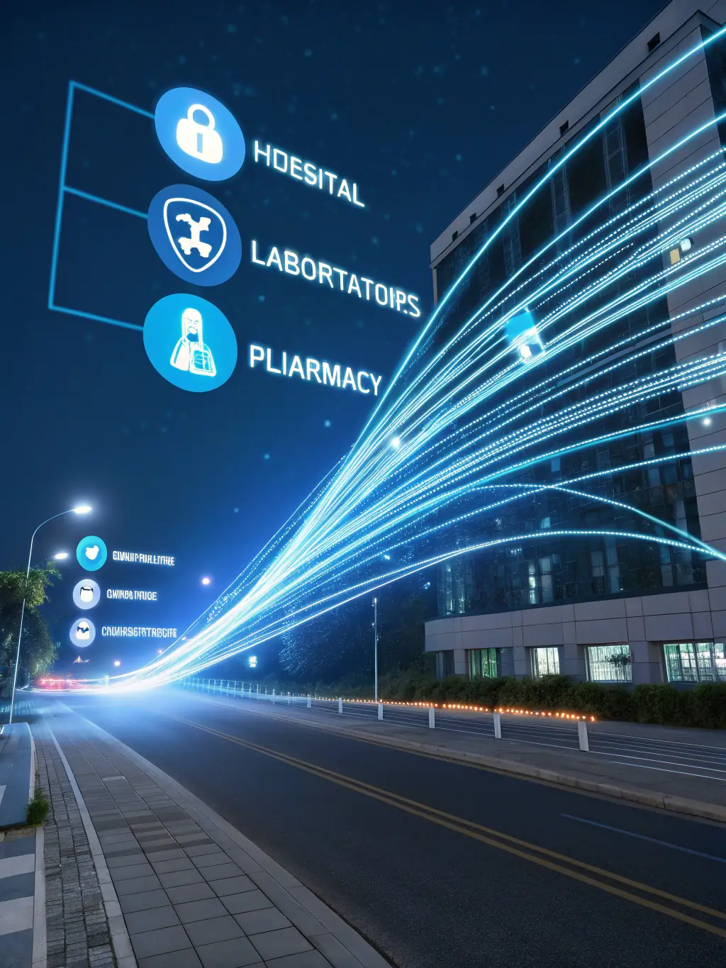A dynamic interface showing interconnected health data points, DNA-inspired patterns, and secure cloud storage icons, symbolizing robust health data infrastructure.
