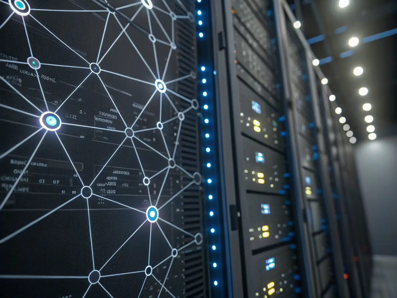 A stylized neural network graphic with interconnected nodes and flowing data streams, overlaid on a digital human silhouette, evoking the fusion of artificial intelligence and biological information.